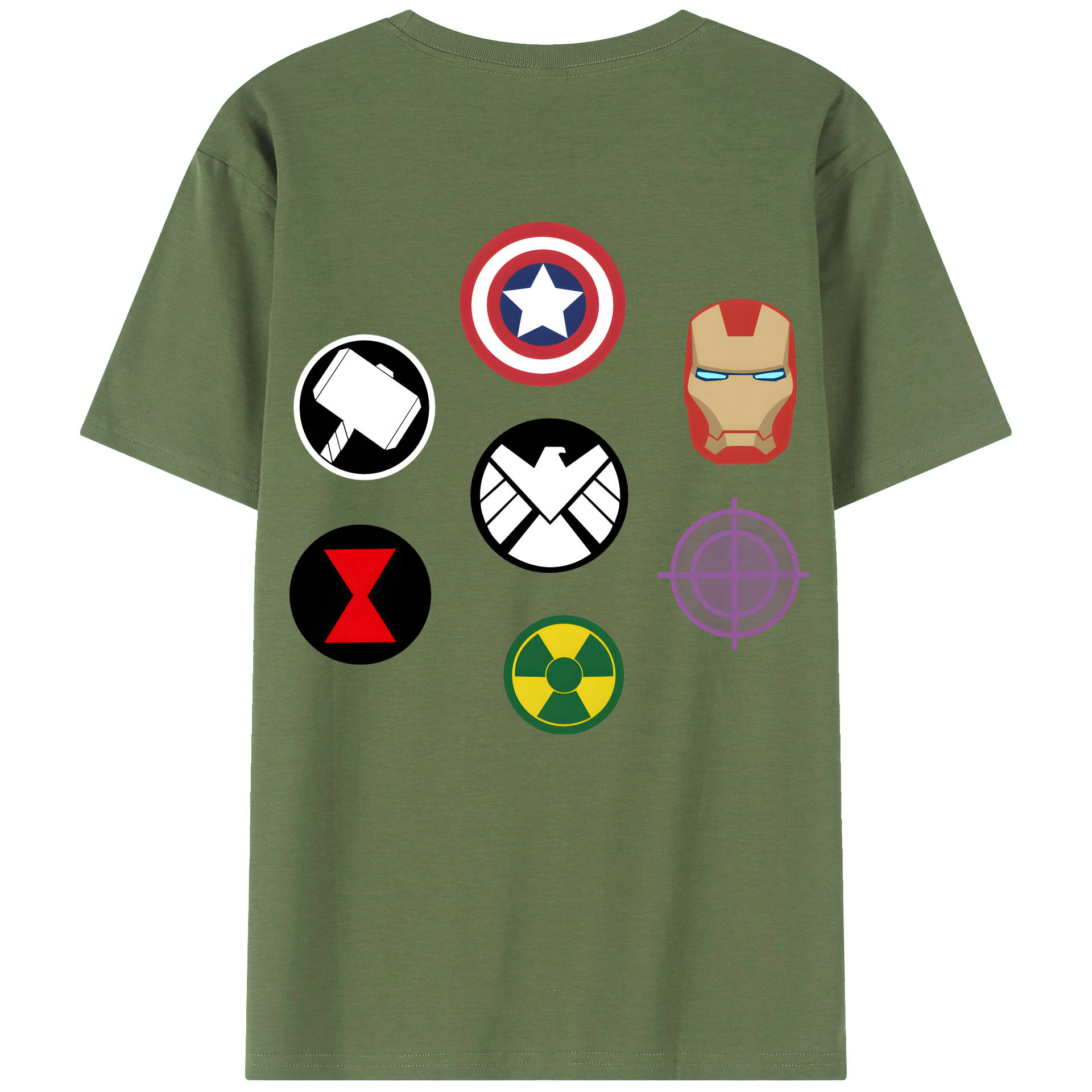 （画像用） アベンジャーズ The Avengers 綿100％ メンズ半袖Tシャツ（バックプリント） 通気性